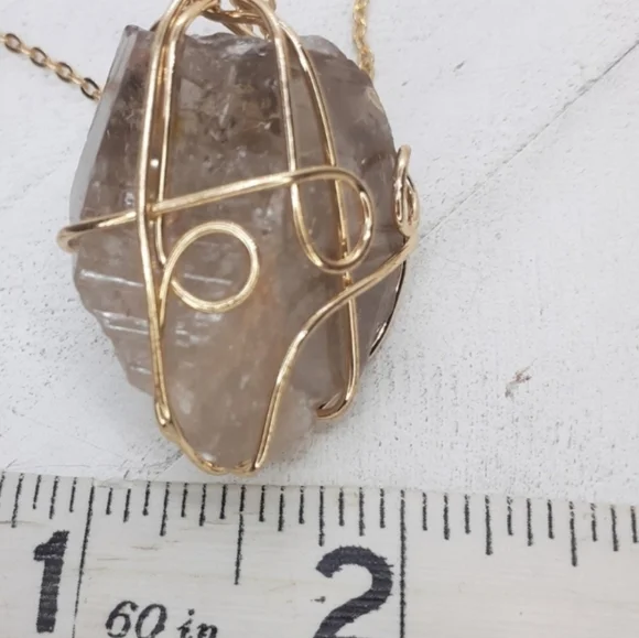 Wire wrapped Genuine smokey Quartz necklace - Picture 6 of 8
